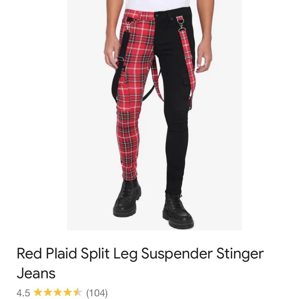 Men’s Hot Topic Red Plaid Stinger Jeans